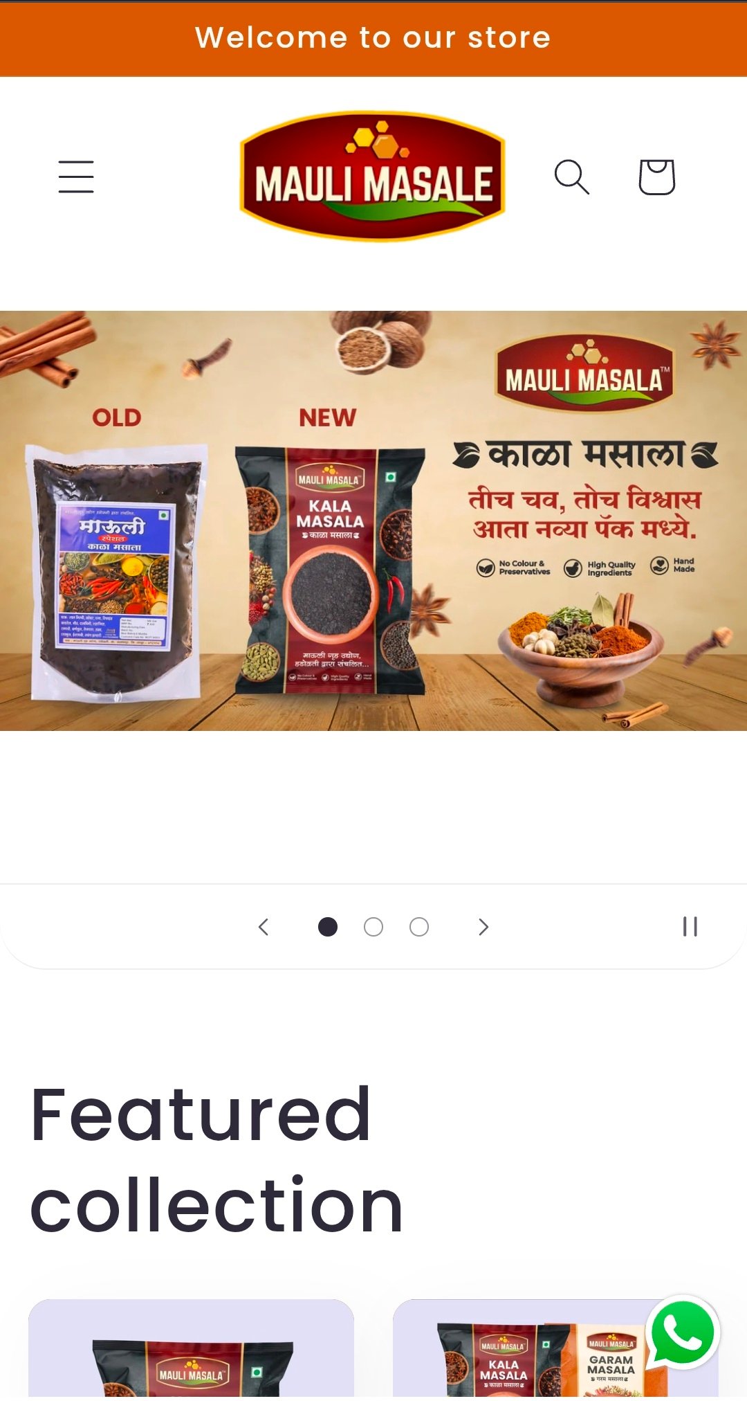 Mauli Masale website preview