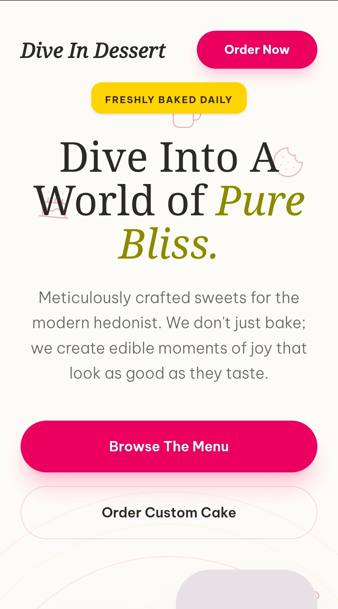Dive In Dessert website preview